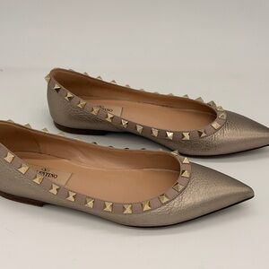 Valentino Garavani Rockstud Metallic Ballet Flat